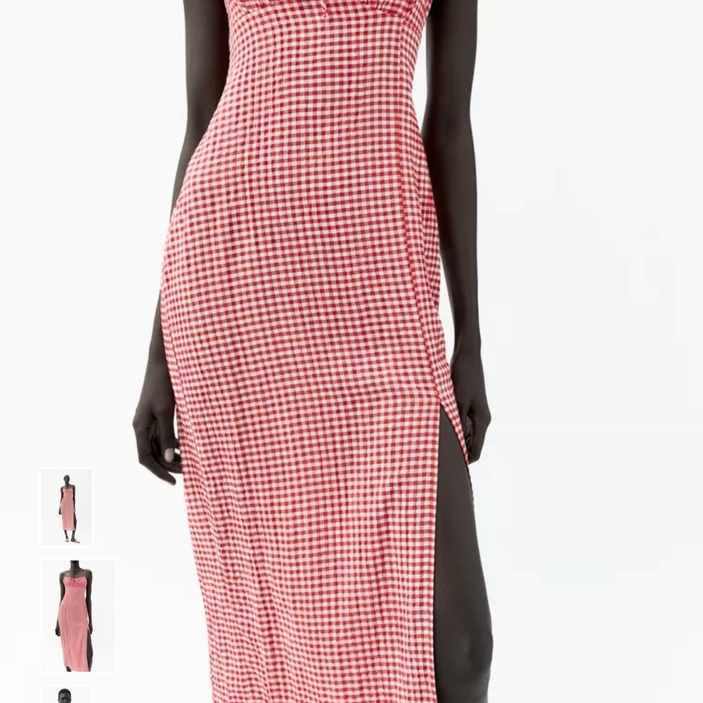 Zara Red Checkered Midi Dress - Picture 4 of 10